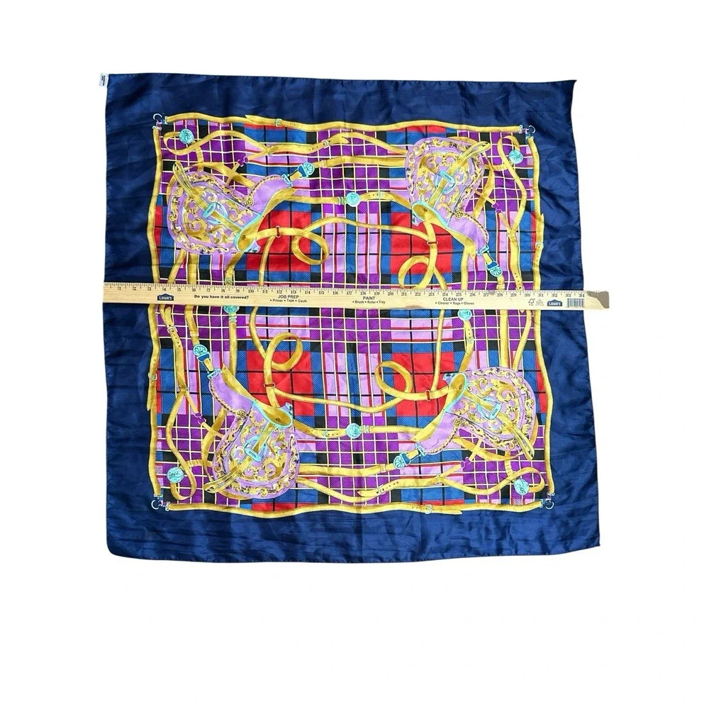 Vintage Korean Air Scarf Blue Gold Purple Red Turquoise etc Vibrant Colors‎